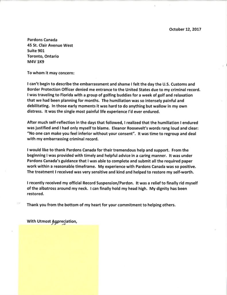 pardons canada testimonials