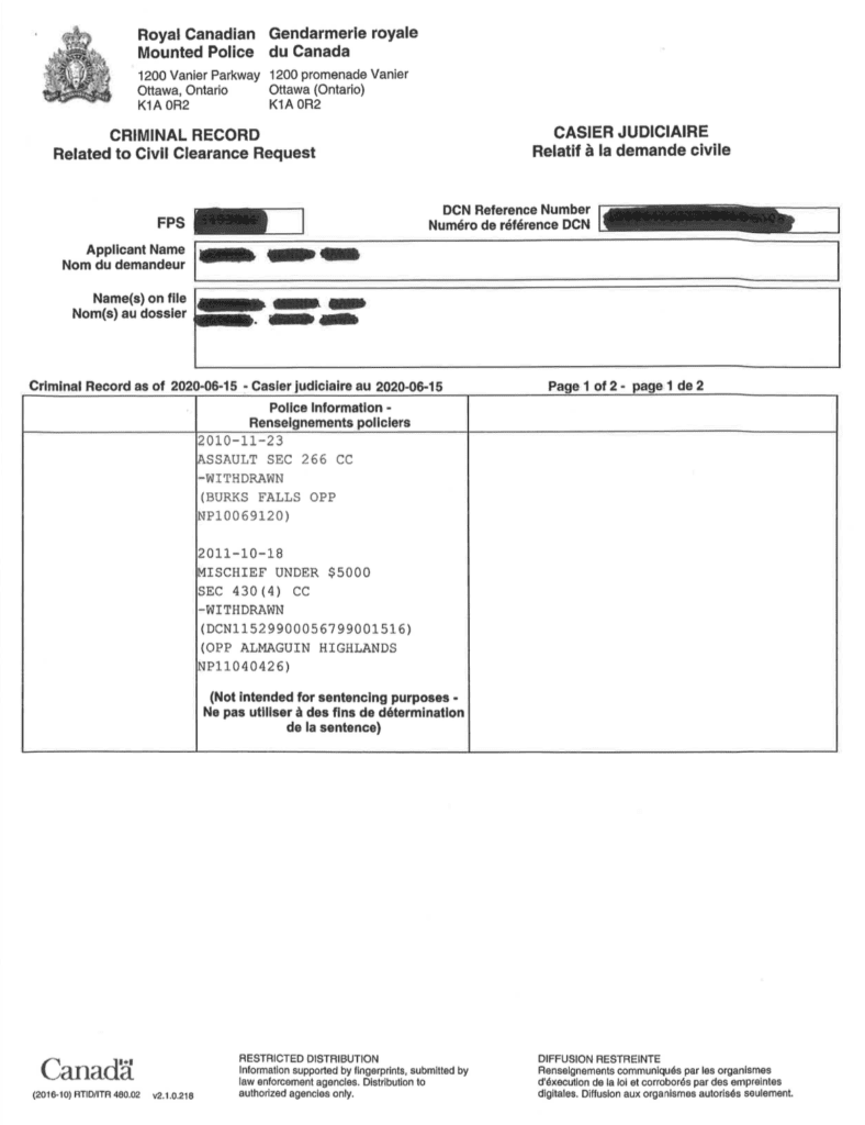 Pardons Canada: CPIC or RCMP File Examples of Non-Convictions - Pardons ...